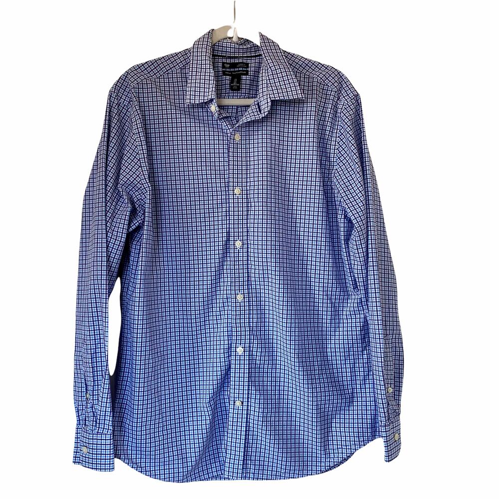 Gap Premium Classic Fit Long Sleeve Button Up Plaid Dress Shirt Size Large